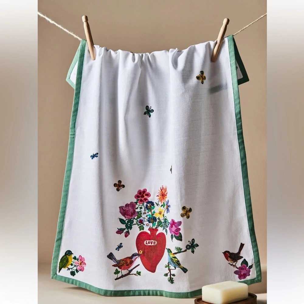 New Anthropologie Nathalie Lete Heart Dish Towel